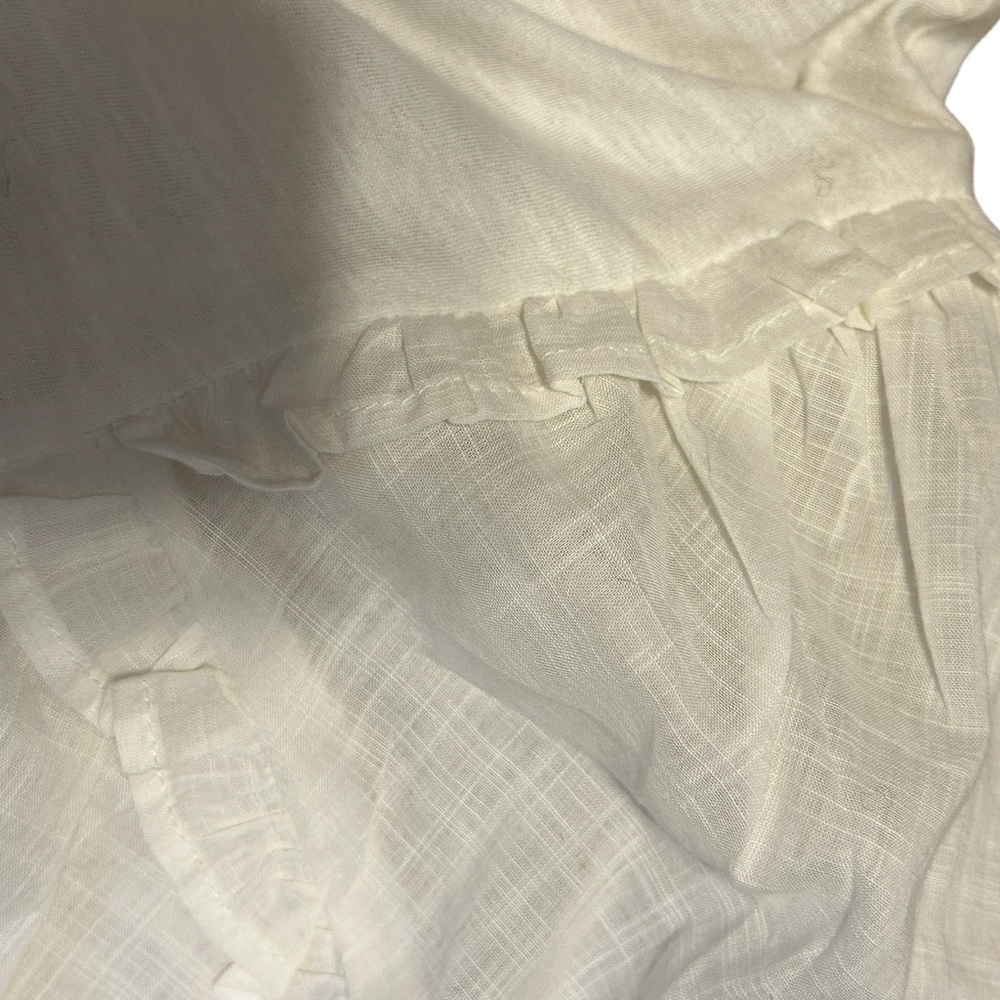 NWOT Dreamy Anthropologie Ruched White Ruffle BOHO TOP SIZE S b28 - Picture 3 of 8